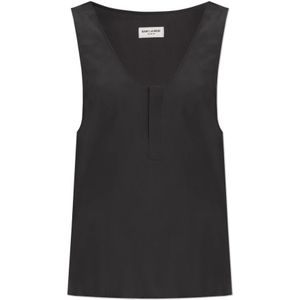 Saint Laurent, Dames, Tops, Grijs, Maat: M Zijde,
