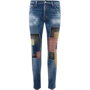 Dsquared2 Blauwe Denim Skinny Broek , Blue , Heren , Maat: M