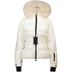 Moncler, Dames, Jassen, Wit, Maat: L Leer,