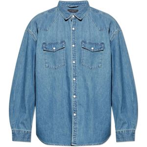 AllSaints, Heren, Overhemden, Blauw, Maat: S Katoen,