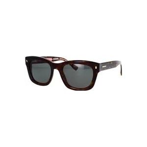 Dsquared2 Vintage-geïnspireerde zonnebril met zwart montuur en metalen klinknagels , Black , unisex , Maat: 52 MM