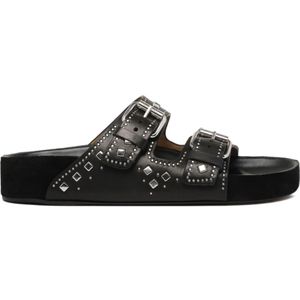 Isabel Marant - Sliders - Zwart - Leer - Verstelbare Sluiting