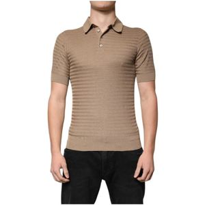 Dolce & Gabbana - Short Sleeve Polo T-shirt - Bruin - 100% Zijde
