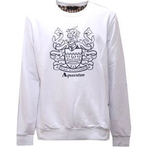Aquascutum, Heren, Sweatshirts & Hoodies, Wit, Maat: 2XL Katoen,