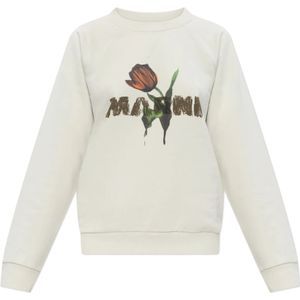 Marni, Dames, Sweatshirts & Hoodies, Beige, Maat: XS Katoen,