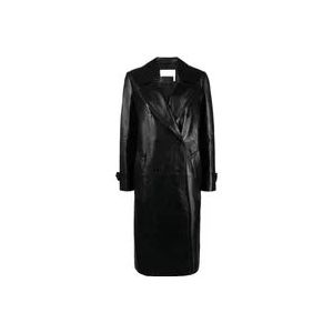 Chloé Zwarte leren jas met brede revers , Black , Dames , Maat: M