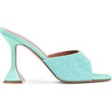 Amina Muaddi - Satin Open-Toe Sandalen - Blauw - Met Kristallen Versieringen