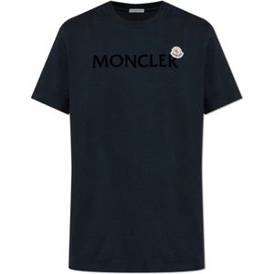 Moncler, Heren, Tops, Blauw, Maat: L Katoen,