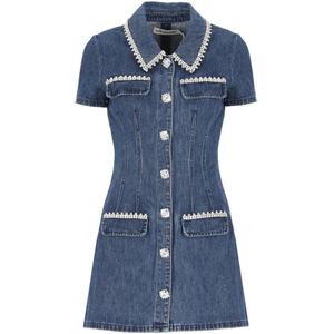 Self Portrait, Dames, Jurken, Blauw, Maat: XS Katoen,