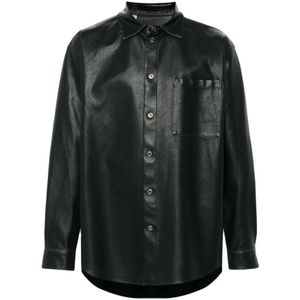 Msgm, Heren, Overhemden, Zwart, Maat: XL Viscose,