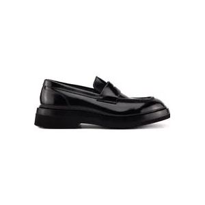 Santoni Zwarte leren heren loafers , Black , Heren , Maat: 42 1/2 EU