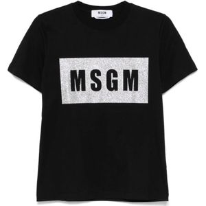 Msgm, Dames, Tops, Zwart, Maat: S Katoen,