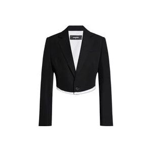 Dsquared2 Blazer met ruwe afwerking , Black , Dames , Maat: S