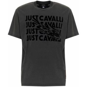 Just Cavalli, Heren, Tops, Grijs, Maat: M Katoen,
