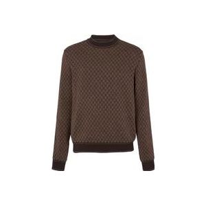 Balmain Gebreide trui met mini monogram , Brown , Heren , Maat: XL