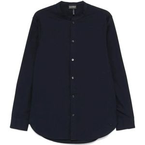 Emporio Armani, Heren, Overhemden, Blauw, Maat: M Katoen,