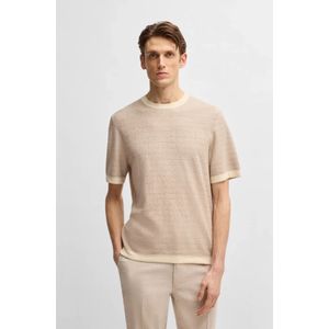 Boss - Tops - T-shirt - Beige - Katoen - Jacquard