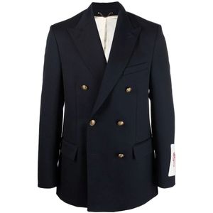 Golden Goose, Heren, Jassen, Blauw, Maat: M Leer,