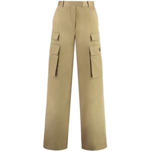 Versace, Dames, Broeken, Beige, Maat: 2XS Katoen,