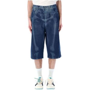 Off White, Heren, Korte broeken, Blauw, Maat: W31 Denim,
