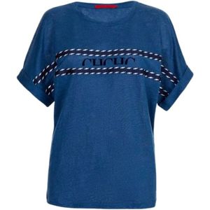 Carolina Herrera, Dames, Tops, Blauw, Maat: XS Linnen,