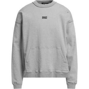 Dsquared2, Heren, Sweatshirts & Hoodies, Grijs, Maat: 2XL Katoen,