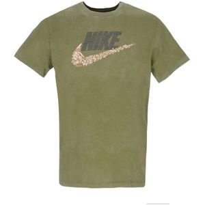 Nike Katoenen Crew-Neck Tee met Geborduurd Logo , Green , Heren , Maat: XL