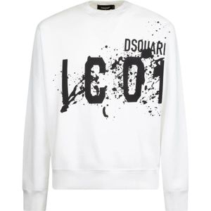 Dsquared2, Heren, Sweatshirts & Hoodies, Wit, Maat: L Katoen,