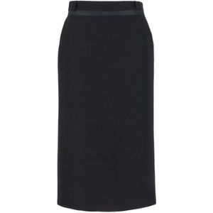 Fendi Zwarte wollen rok met zijden voering , Black , Dames , Maat: S