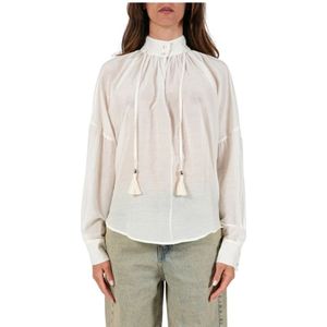 Notshy, Dames, Blouses & Shirts, Wit, Maat: S Satijn,