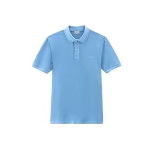 Woolrich Stretchkatoenen polo met unieke afwerking , Blue , Heren , Maat: L