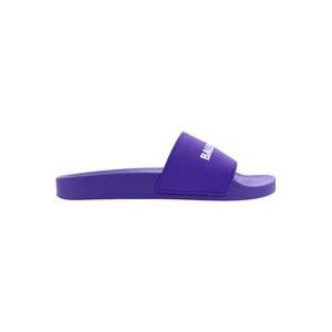Balenciaga Paarse Logo Pool Slides , Purple , Dames , Maat: 37 EU