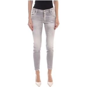 Dsquared2, Dames, Jeans, Grijs, Maat: 2XS Katoen,