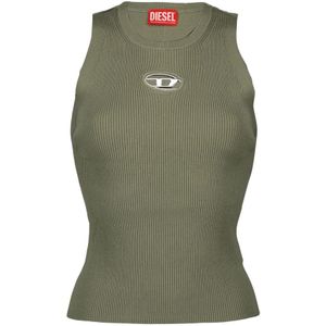 Diesel - Geribbelde Gebreide Tanktop - Grijs - Viscosemix - Mouwloos