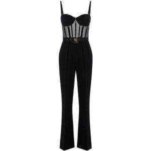 Elisabetta Franchi, Dames, Jumpsuits & Playsuits, Zwart, Maat: XS Leer,