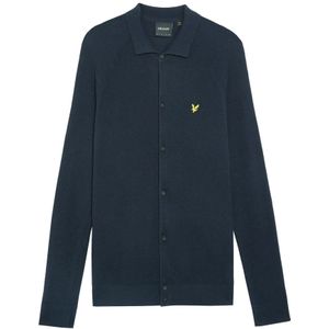 Lyle & Scott - Linnenmix Gebreid Shirt - Donkerblauw - Poloshirt