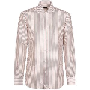 Barba Napoli, Heren, Overhemden, Bruin, Maat: XL Katoen,