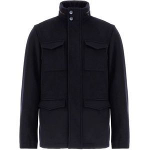 Herno, Heren, Jassen, Blauw, Maat: M Wol,