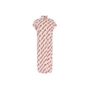 Balenciaga Shirtjurk met Allover Logo Print , Red , Dames , Maat: XS
