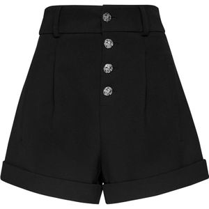 Philipp Plein, Dames, Korte broeken, Zwart, Maat: M Leer,