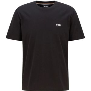 Hugo Boss - Logo-Appliqué T-shirt - Zwart - Stretch Katoenen Jersey