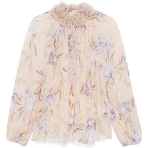 Zimmermann Witte Blouson Mouw Bloemenstrik Shirt , Multicolor , Dames , Maat: XS