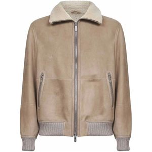 Brunello Cucinelli, Heren, Jassen, Beige, Maat: M Suède,