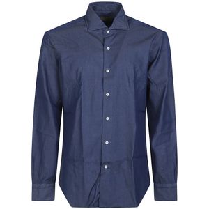 Barba Napoli, Heren, Overhemden, Blauw, Maat: XS