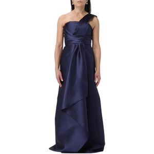 Alberta Ferretti, Dames, Jurken, Blauw, Maat: XS Satijn,
