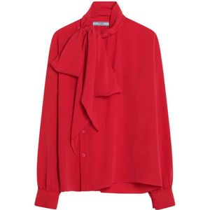Prada, Dames, Blouses & Shirts, Rood, Maat: XS Zijde,