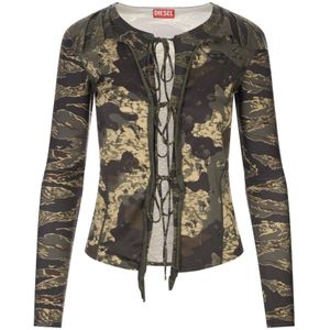 Diesel, Dames, Blouses & Shirts, Groen, Maat: M Polyamide,