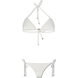 Amiri, Dames, Badkleding, Wit, Maat: S Leer,