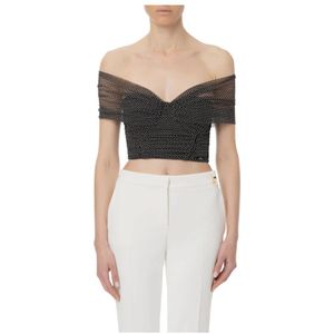 Elisabetta Franchi, Dames, Blouses & Shirts, Zwart, Maat: XS