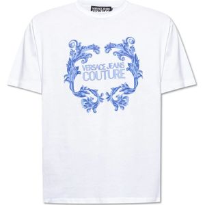 Versace Jeans Couture, Heren, Tops, Wit, Maat: M Katoen,